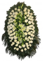Funeral wreath of roses and lilies